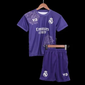 Kid’s Real Madrid Fourth Away Soccer Kit – Jersey + Shorts 2023/24 – Fan Version – front view