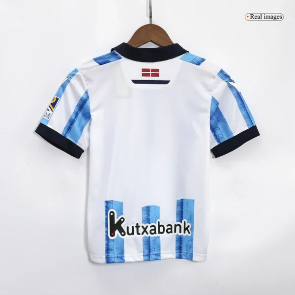 Kid’s Real Sociedad Home Soccer Kit – Jersey + Shorts 2023/24 – Fan Version – jersey details