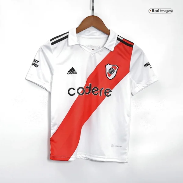 Kid’s River Plate Home Soccer Kit – Jersey + Shorts 2022/23 – Fan Version – back view