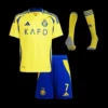 Kid’s RONALDO #7 Al Nassr Home Soccer Jersey Kit(Jersey+Shorts+Socks) – ACL – Fan Version – back view