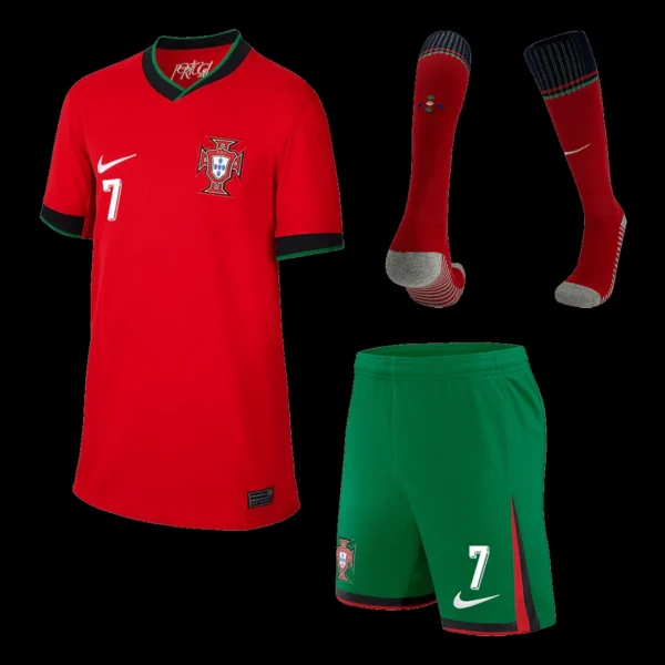 kid-s-ronaldo-7-portugal-home-soccer-jersey-kit-jersey-shorts-socks-euro-fan-version-01 Kid’s RONALDO #7 Portugal Home Soccer Jersey Kit(Jersey+Shorts+Socks) Euro β Fan Version β front view