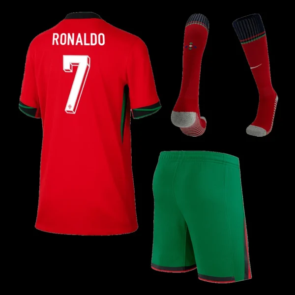 kid-s-ronaldo-7-portugal-home-soccer-jersey-kit-jersey-shorts-socks-euro-fan-version-02 Kid’s RONALDO #7 Portugal Home Soccer Jersey Kit(Jersey+Shorts+Socks) Euro β Fan Version β back view