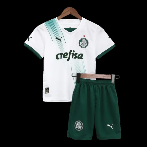 Kid’s SE Palmeiras Away Soccer Kit – Jersey + Shorts 2023/24 – Fan Version – front view