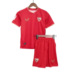 Kid’s Sevilla Away Soccer Kit – Jersey + Shorts 2023/24 – Fan Version – front view