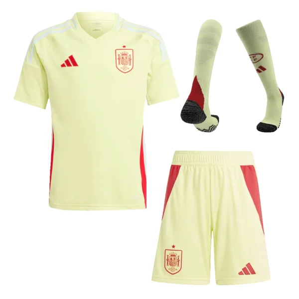 Kid’s Spain Away Soccer Jersey Kit(Jersey+Shorts+Socks) Euro – Fan Version – back view