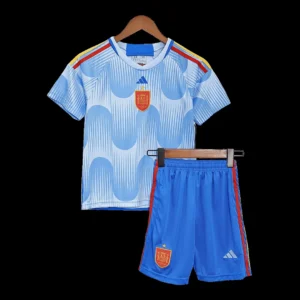 Kid’s Spain Away Soccer Kit – Jersey + Shorts 2022/23 – Fan Version – front view