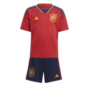 Kid’s Spain Home Soccer Kit – Jersey + Shorts 2022 – Fan Version – front view