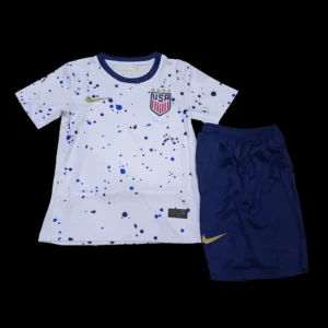 Kid’s USA Home Soccer Kit – Jersey + Shorts 2023 – Fan Version – front view