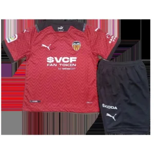 Kid’s Valencia Away Soccer Kit – Jersey + Shorts 2021/22 – Fan Version – front view