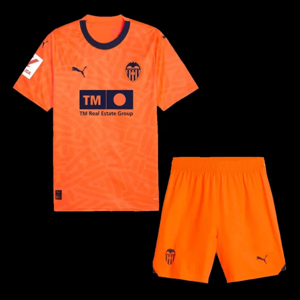 Kid’s Valencia Third Away Soccer Kit – Jersey + Shorts 2023/24 – Fan Version – front view