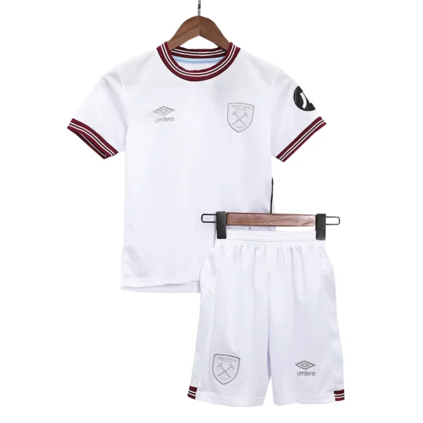 Kid’s West Ham United Away Soccer Kit – Jersey + Shorts 2023/24 – Fan Version – front view