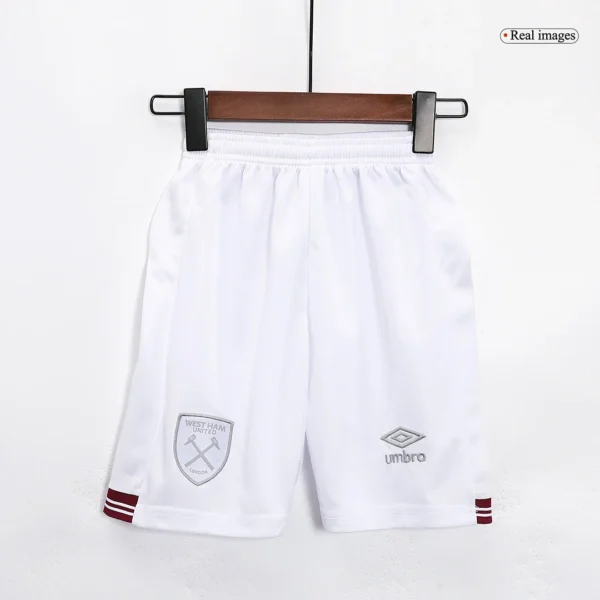 Kid’s West Ham United Away Soccer Kit – Jersey + Shorts 2023/24 – Fan Version – badge and fabric details
