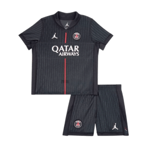 Kid's PSG Fourth Away Soccer Kit โ Jersey + Shorts 2025/26 โ Fan Version image 1 Kid’s PSG Fourth Away Soccer Kit โ Jersey + Shorts 2025/26 โ Fan Version โ front view