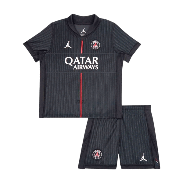 Kid’s PSG Fourth Away Soccer Kit – Jersey + Shorts 2025/26 – Fan Version – front view