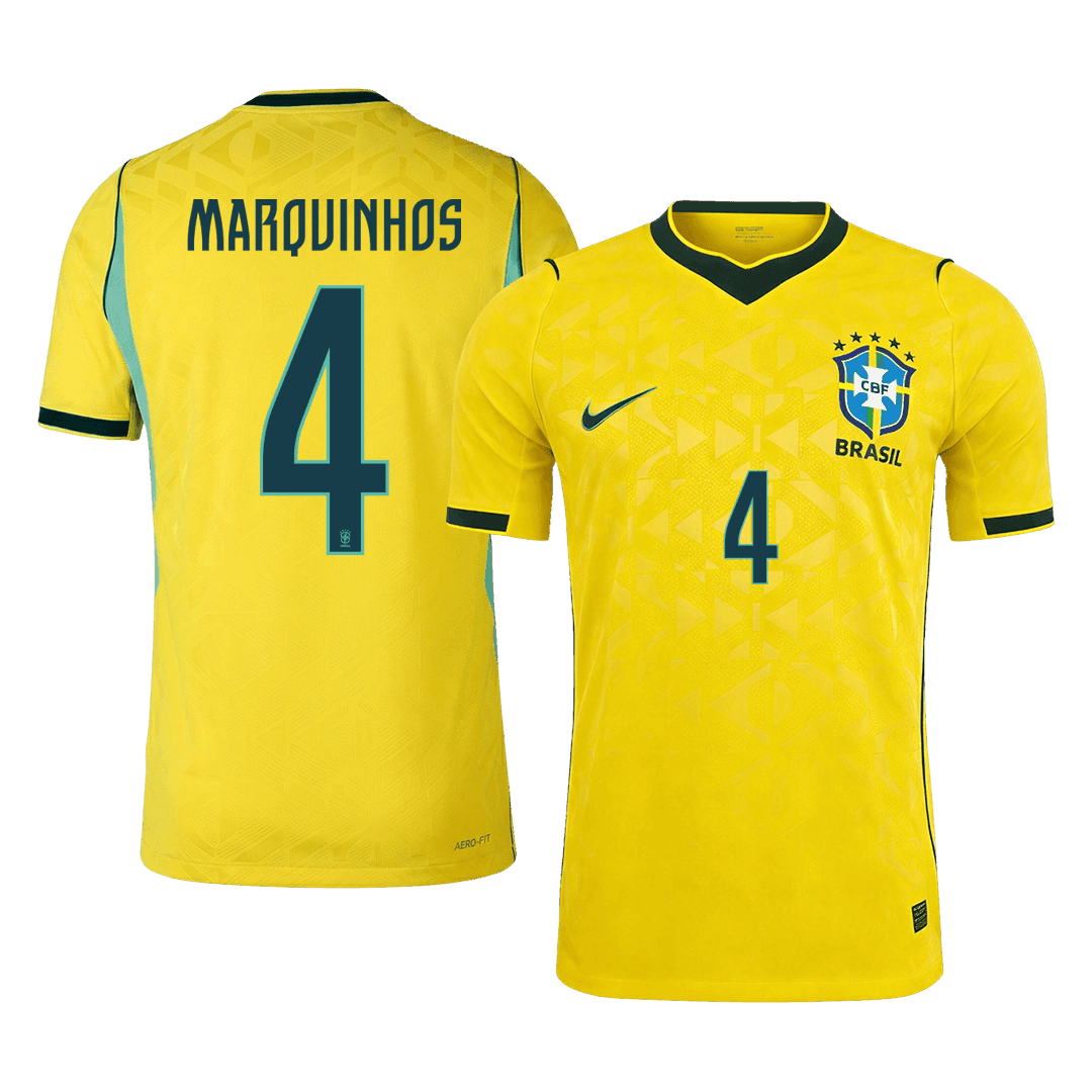 MARQUINHOS #4 Brazil Home Soccer Jersey 2026 Player Version – front view