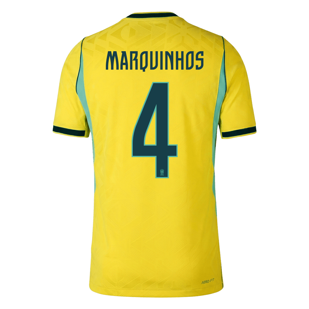 MARQUINHOS #4 Brazil Home Soccer Jersey 2026 Player Version – back view