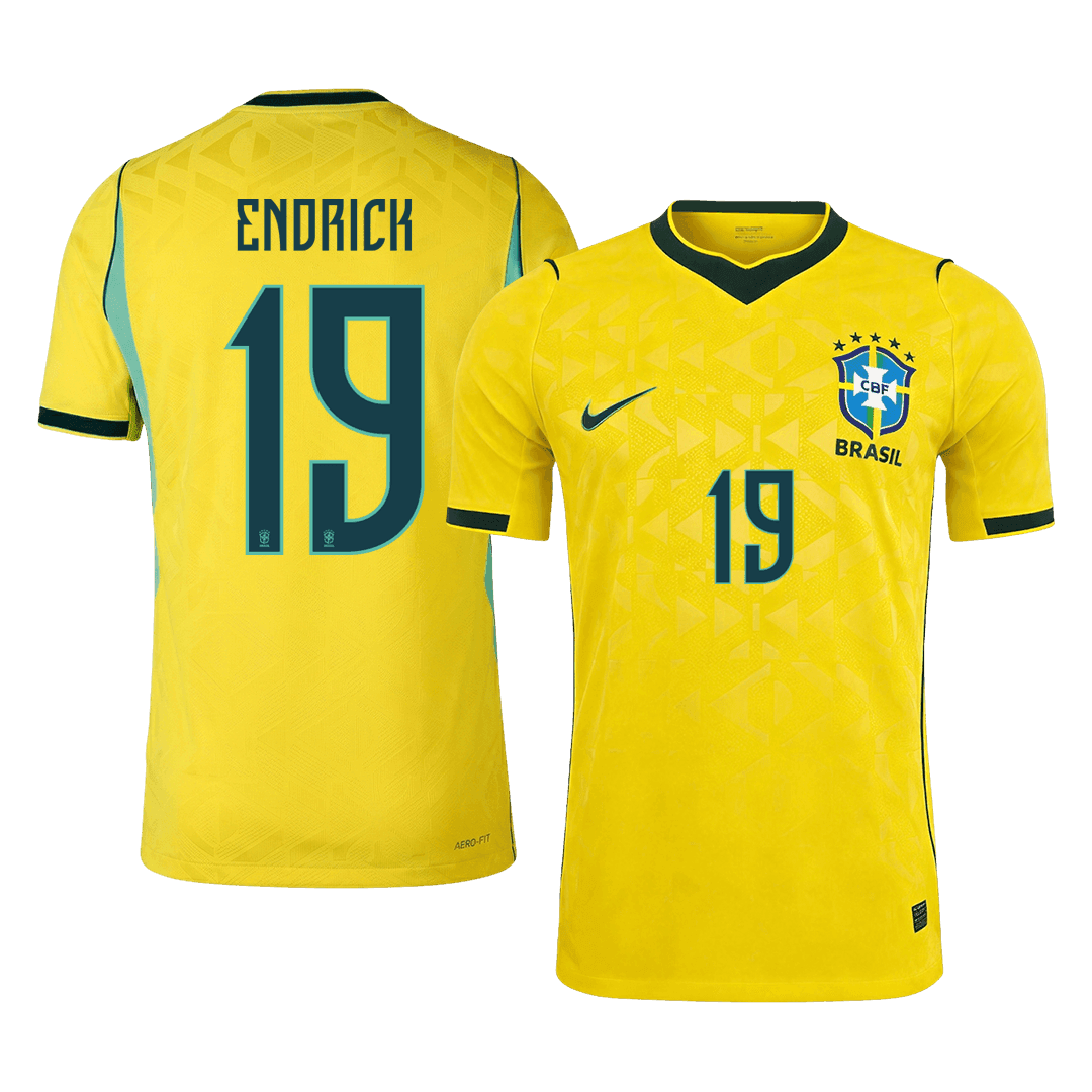 ENDRICK #19 Brazil Home Soccer Jersey 2026 Player Version – front view
