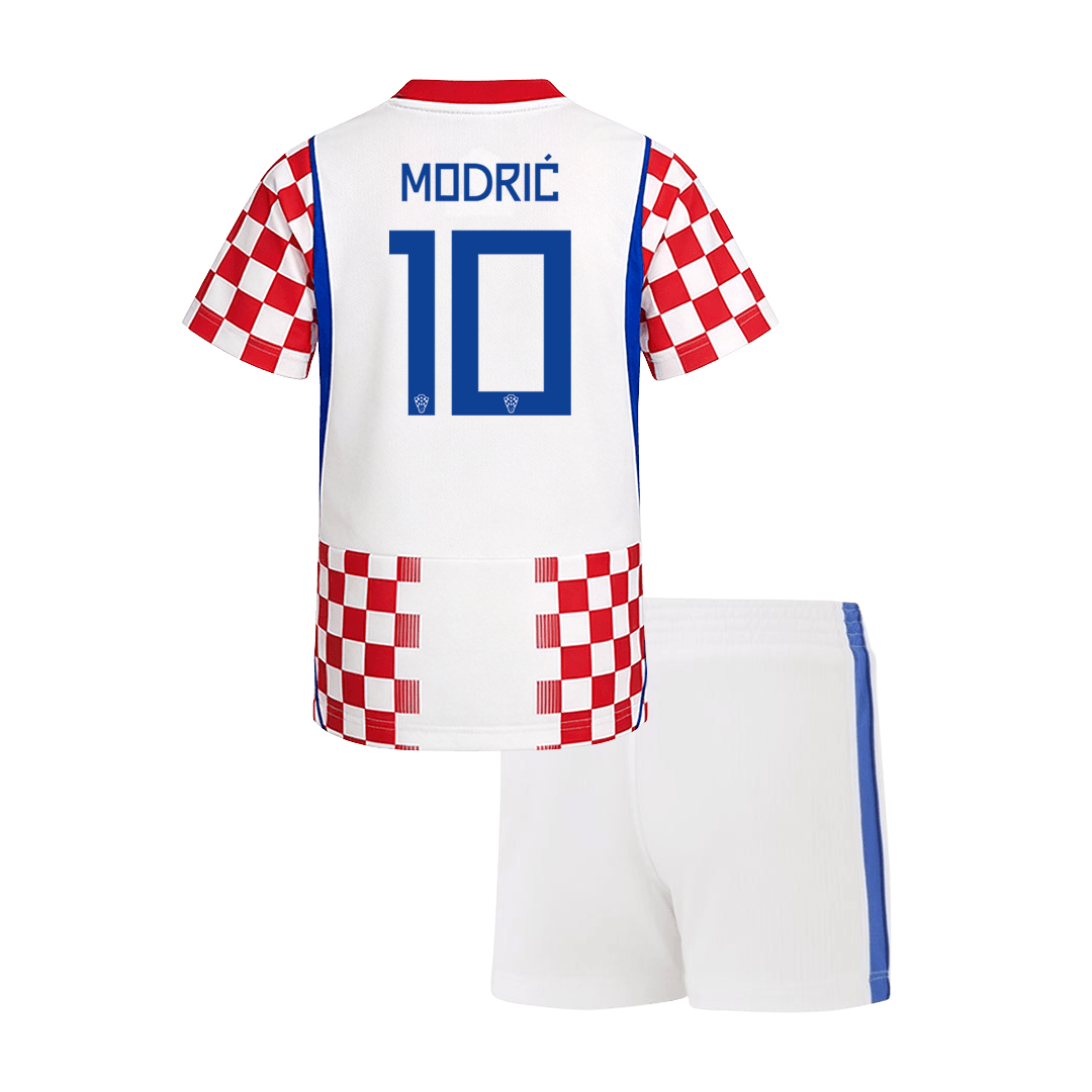 Kid's MODRIĆ #10 Croatia Home Soccer Kit – Jersey + Shorts 2026 – Fan Version — 商品图 1 Kid’s MODRIĆ #10 Croatia Home Soccer Kit – Jersey + Shorts 2026 – Fan Version – front view