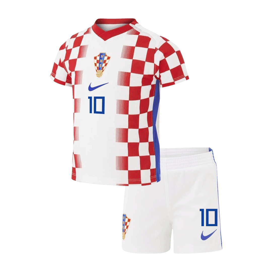 Kid’s MODRIĆ #10 Croatia Home Soccer Kit – Jersey + Shorts 2026 – Fan Version – back view