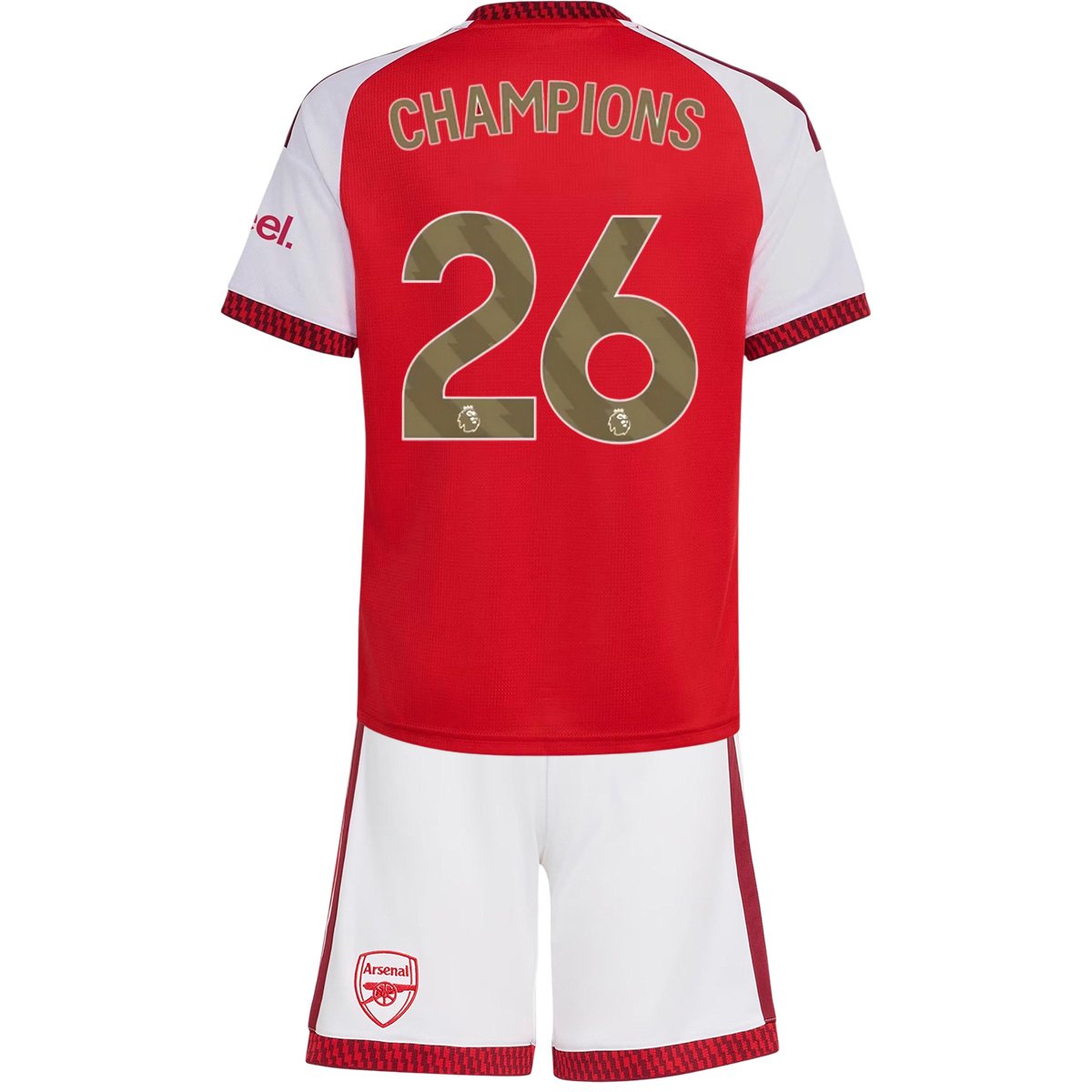 Kid's CHAMPIONS #26 Arsenal Home Soccer Jersey 2026/27 – Fan Version