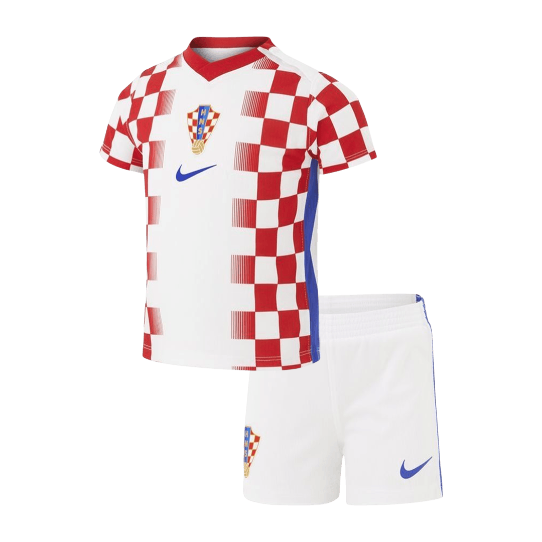 Kid's Croatia Home Soccer Kit – Jersey + Shorts 2026 – Fan Version — 商品图 1 Kid’s Croatia Home Soccer Kit – Jersey + Shorts 2026 – Fan Version – front view