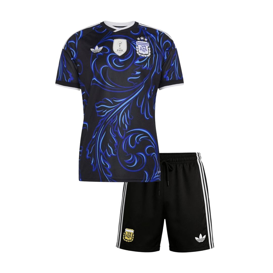 Kid's Argentina Away Soccer Kit โ Jersey + Shorts 2026 โ Fan Version โ ๅๅๅพ 1 Kid’s Argentina Away Soccer Kit โ Jersey + Shorts 2026 โ Fan Version โ front view