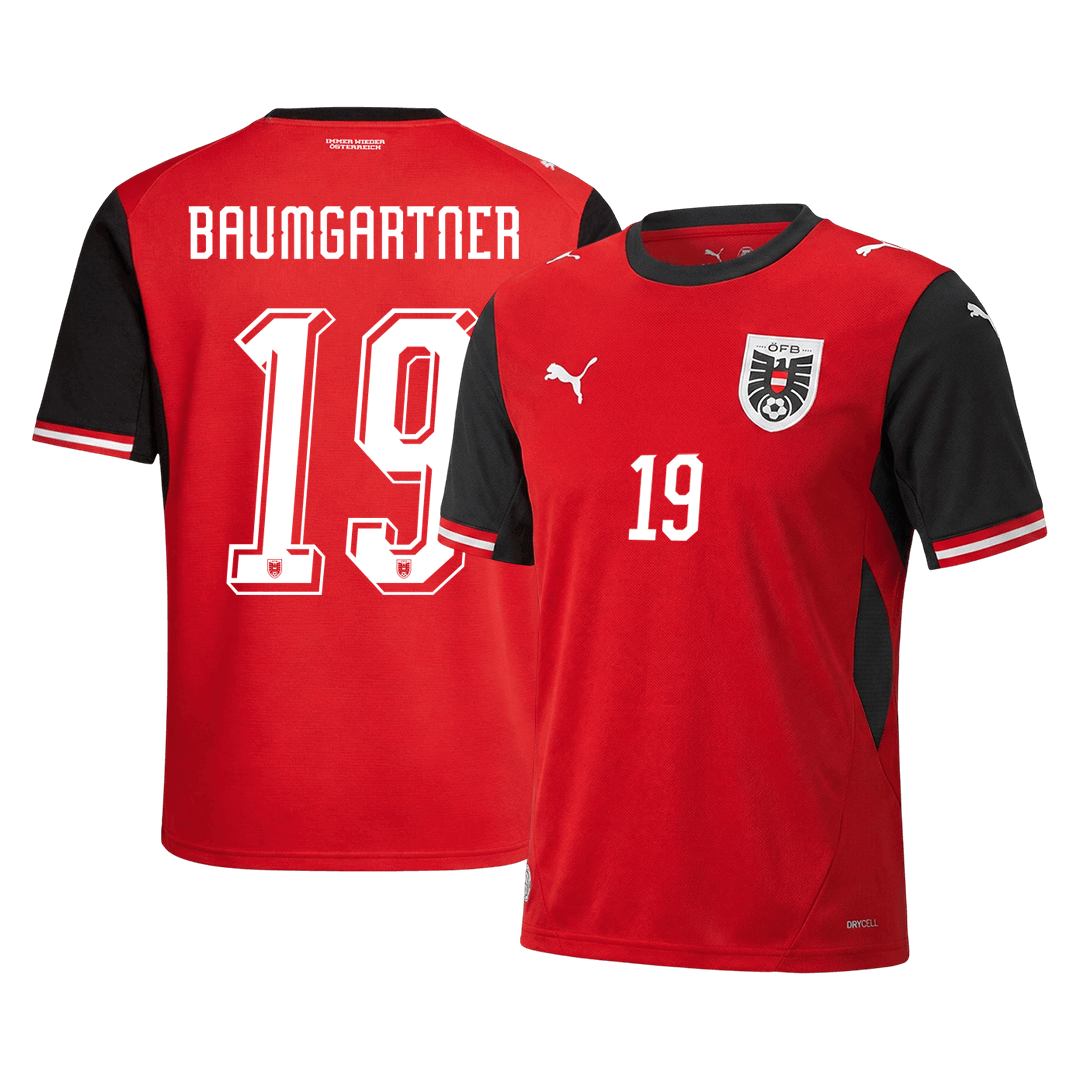 BAUMGARTNER #19 Austria Home Soccer Jersey 2026 โ Fan Version โ ๅๅๅพ 1 BAUMGARTNER #19 Austria Home Soccer Jersey 2026 โ Fan Version โ front view