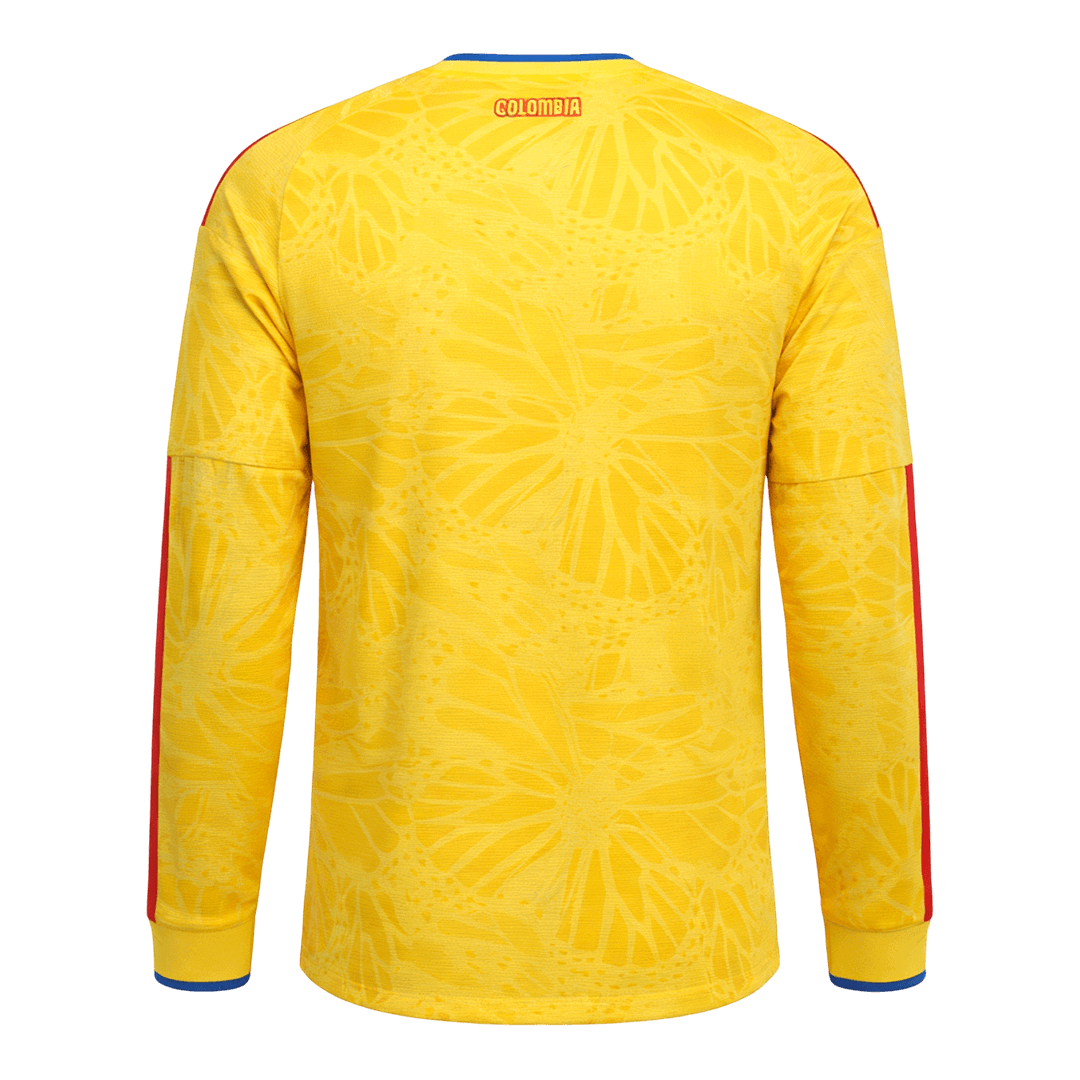 Colombia Home Long Sleeve Soccer Jersey 2026 – Fan Version – back view