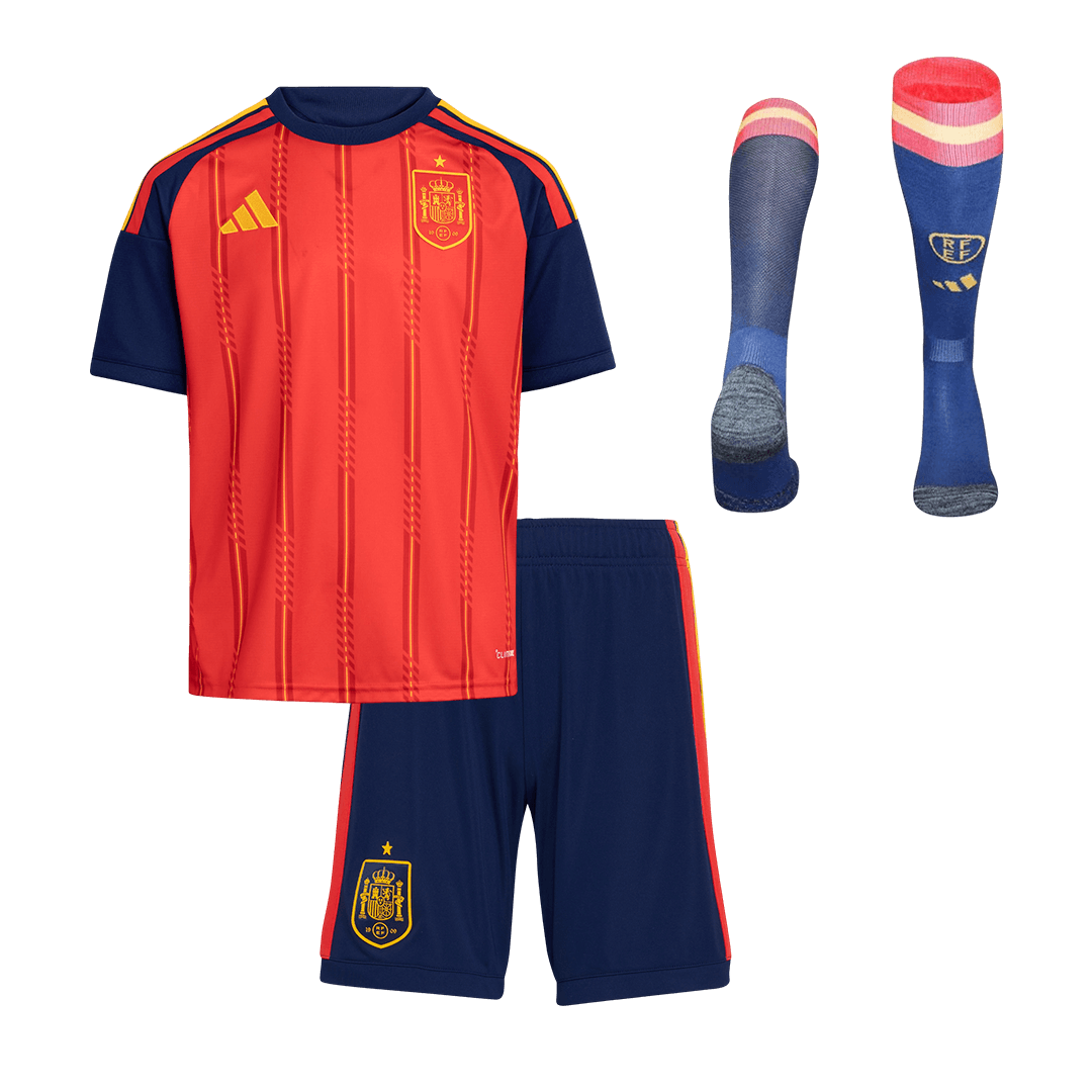 Kid's Spain Home Soccer Jersey Kit(Jersey+Shorts+Socks) 2026 – Fan Version