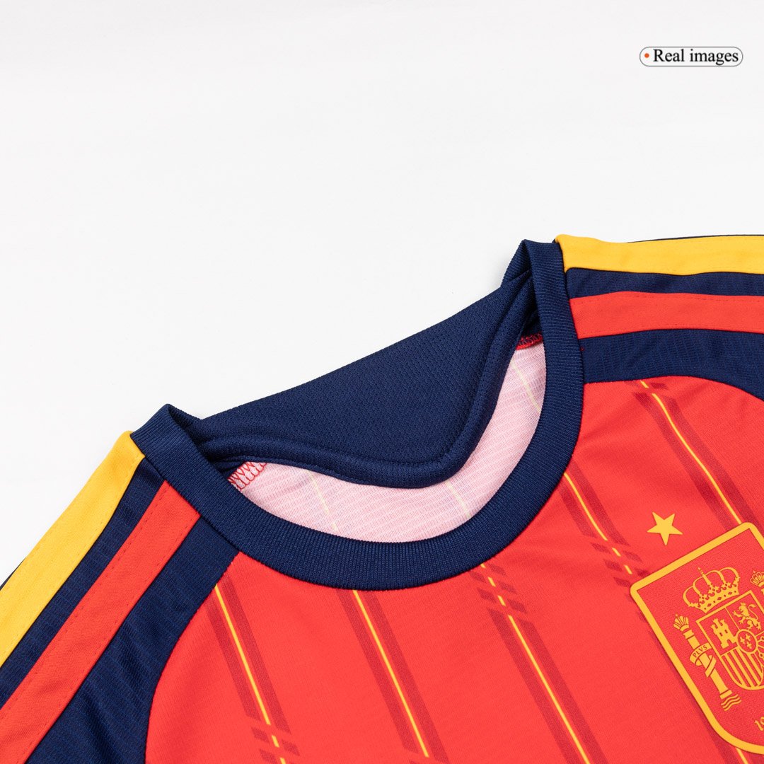 Kid's Spain Home Soccer Jersey Kit(Jersey+Shorts+Socks) 2026 – Fan Version — 商品图 3 Kid’s Spain Home Soccer Jersey Kit(Jersey+Shorts+Socks) 2026 – Fan Version – jersey details