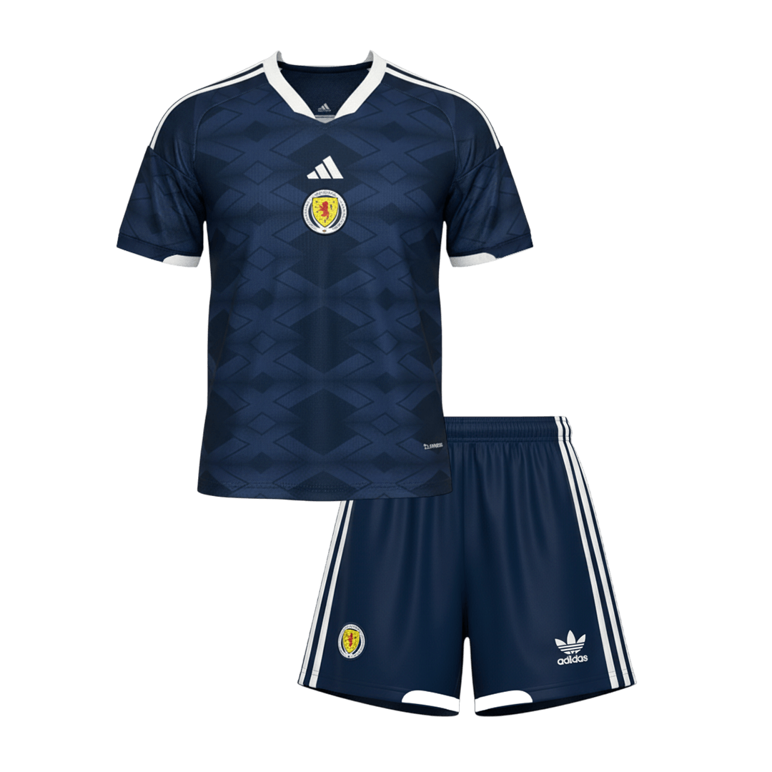 Kid’s Scotland Home Soccer Kit – Jersey + Shorts 2026 – Fan Version – front view