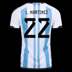 L. MARTINEZ #22 Argentina 3 Stars Home Soccer Jersey 2022 – Fan Version – front view