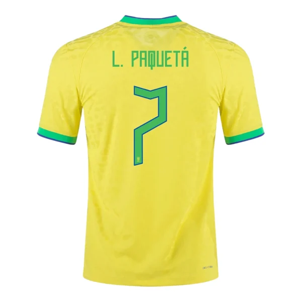 L. PAQUETÁ #7 Brazil Home Soccer Jersey 2022 – Fan Version – front view
