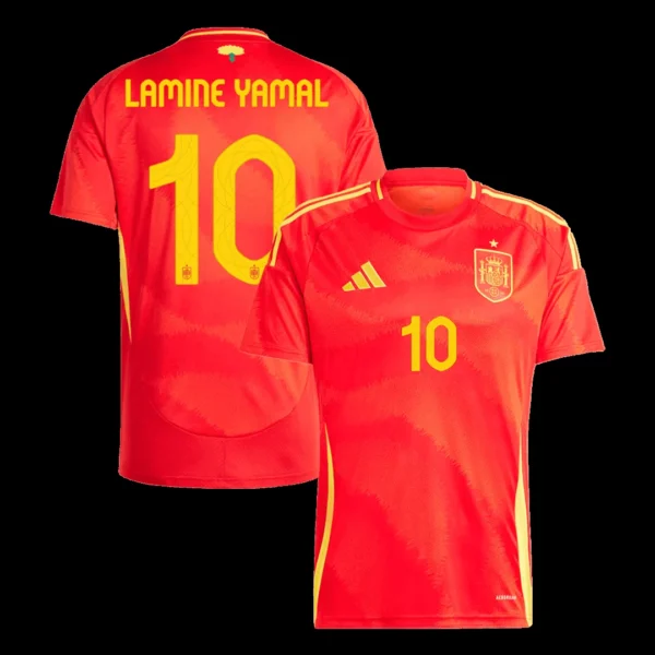 lamine-yamal-10-spain-home-soccer-jersey-euro-fan-version-01 Lamine Yamal #10 Spain Home Soccer Jersey Euro – Fan Version – front view