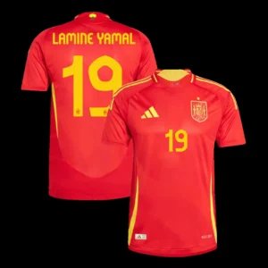 Lamine Yamal #19 Spain Home Soccer Jersey Euro – Player Version – front view