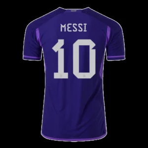 Lionel Messi #10 Argentina 3 Stars Away Soccer Jersey 2022 – Player Version – front view