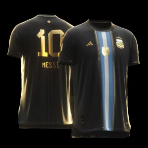Lionel Messi #10 Argentina Golden Bisht Special Soccer Jersey 2022 – Player Version – front view