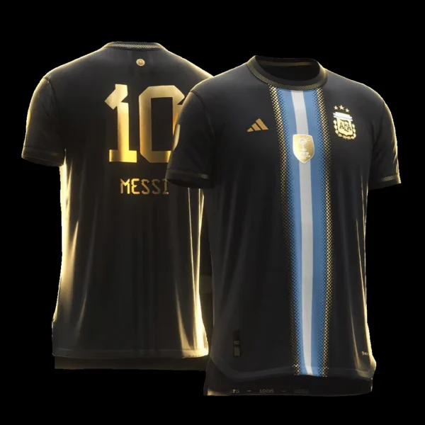 Lionel Messi #10 Argentina Golden Bisht Special Soccer Jersey 2022 – Player Version – front view
