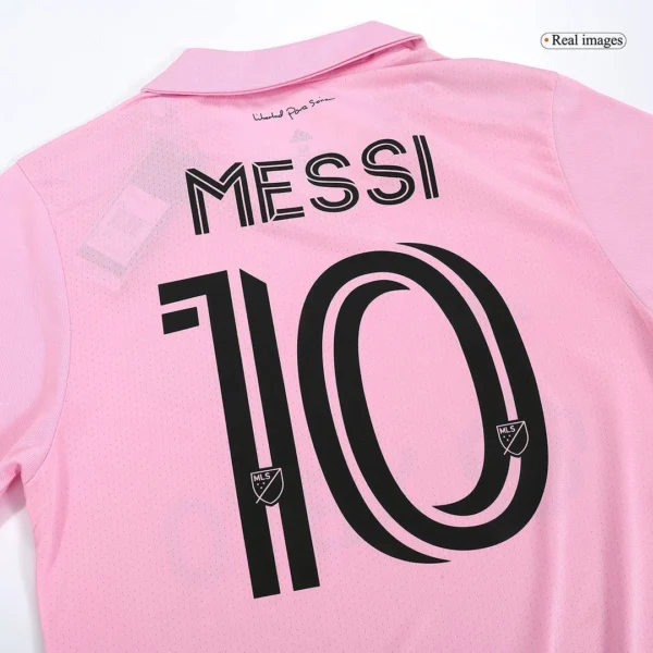 Lionel Messi #10 Inter Miami CF “Lionel Messi GOAT” Home Soccer Jersey 2023 – Player Version – badge and fabric d