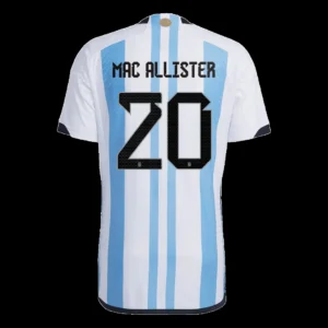 MAC ALLISTER #20 Argentina 3 Stars Home Soccer Jersey 2022 – Player Version – front view