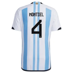 MONTIEL #4 Argentina 3 Stars Home Soccer Jersey 2022 – Player Version – front view