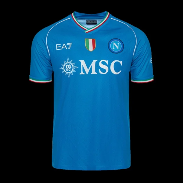 napoli-home-soccer-kit-jersey-shorts-2023-24-fan-version-401629-02 Napoli Home Soccer Kit β Jersey + Shorts 2023/24 β Fan Version β front view