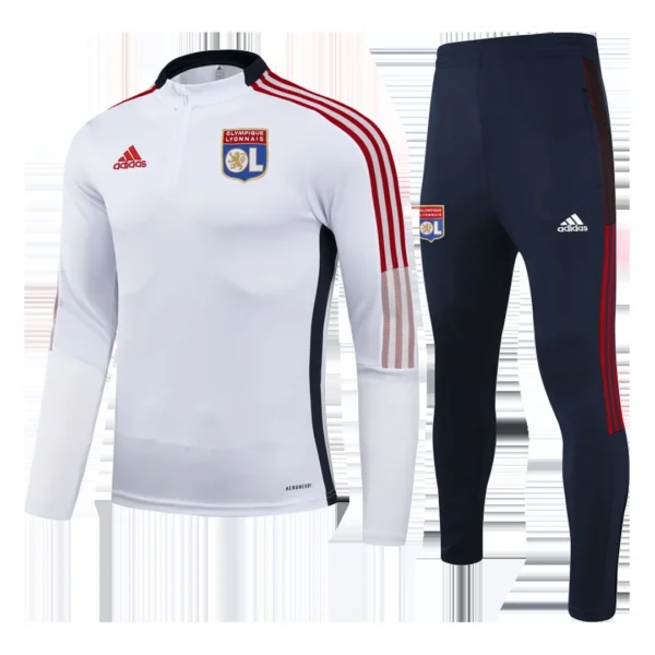 Olympique Lyonnais Zipper Sweatshirt Kit(Top+Pants) 2021/22 – Fan Version – front view
