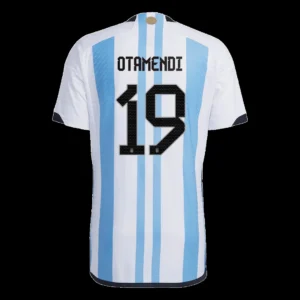 OTAMENDI #19 Argentina 3 Stars Home Soccer Jersey 2022 – Player Version – front view