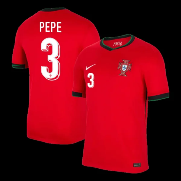 PEPE #3 Portugal Home Soccer Jersey Euro – Fan Version – front view
