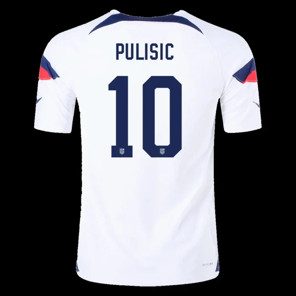 PULISIC #10 USA Home Soccer Jersey 2022 – Player Version – front view