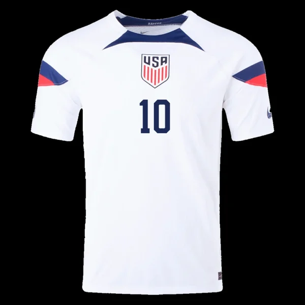 PULISIC #10 USA Home Soccer Jersey 2022 – Player Version – back view