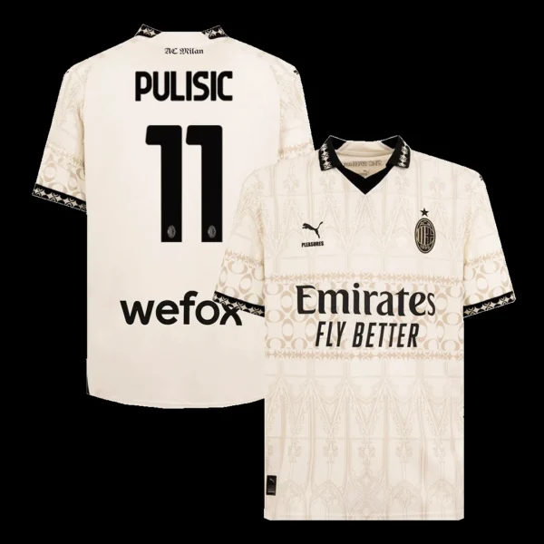 pulisic-11-ac-milan-x-pleasures-fouth-away-soccer-jersey-2023-24-fan-version-499806-01 PULISIC #11 AC Milan X Pleasures Fouth Away Soccer Jersey 2023/24 – Fan Version – front view