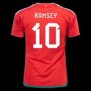 RAMSEY #10 Wales Home Soccer Jersey 2022 – Fan Version – front view