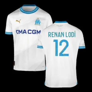 RENAN LODI #12 Marseille Home Soccer Jersey 2023/24 – Fan Version – front view